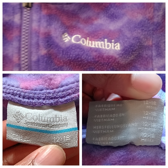 Columbia Full Zip Full Onepiece Bodysuit fleece bunting Tie Dye Pink & Purple - Picture 13 of 13